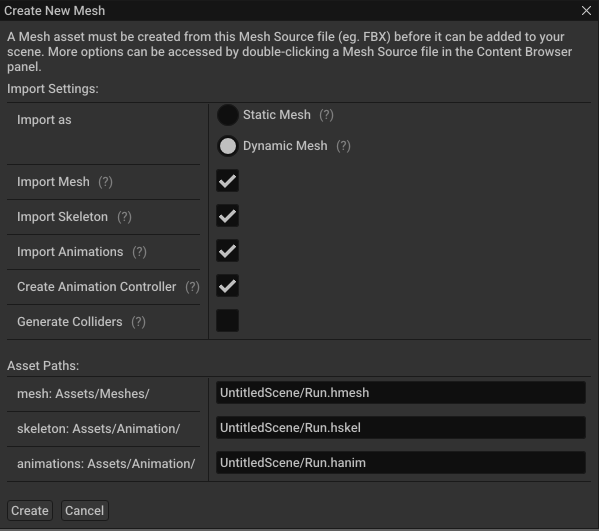 Hazel Import Settings